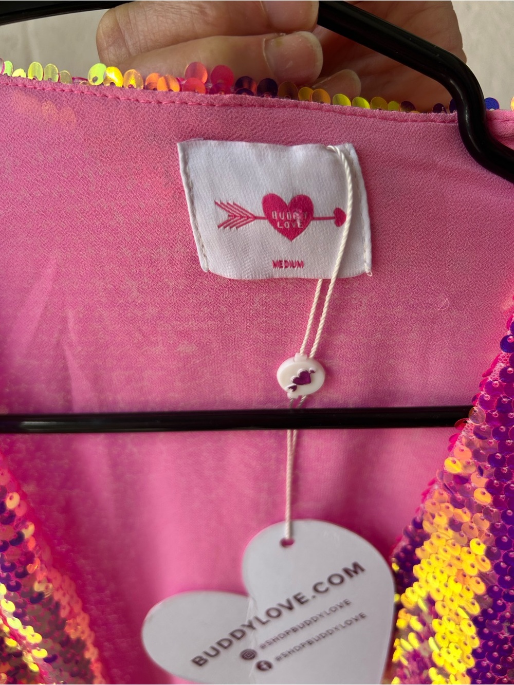 Pink Sequin Tie-Waist Dress - Picture 4 of 4